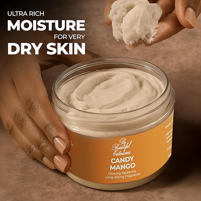 body butter candy mango scent long -lasting fragrance,hydrate skin jojoba oil and more 8oz