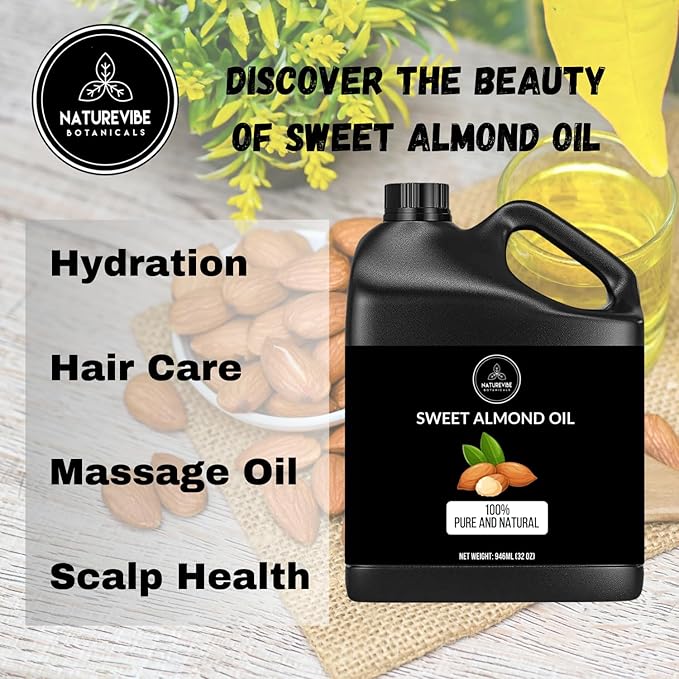 Naturevibe Botanicals Jojoba Oil 32oz and Sweet Almond Oil 32oz | Oil Combo