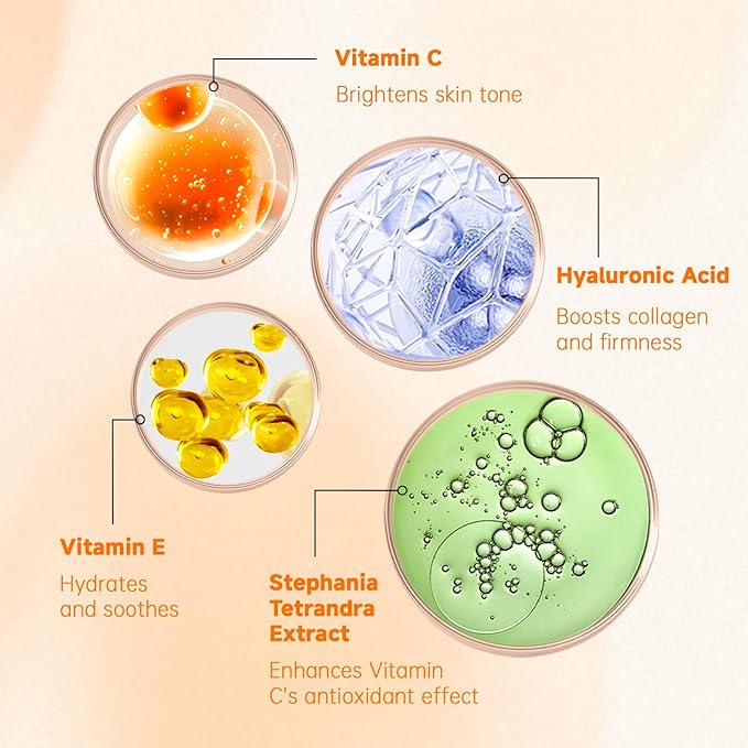 VGO Vitamin C Serum for Face, Vit C Anti Aging Serum with Hyaluronic Acid & Vitamina E, Deep Hydration Facial Care for All Skin Types, 2.02oz / 60ml