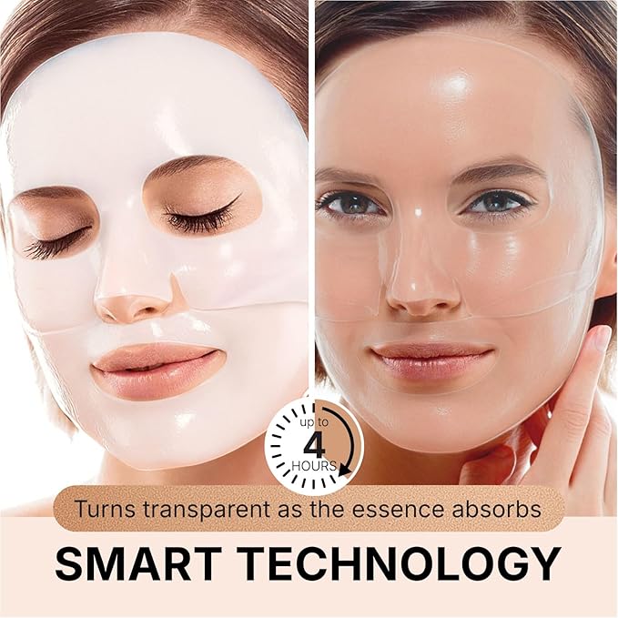 VIABEAUTY Bio Collagen Face Mask with PDRN and Hyaluronic Acid - Hydrogel Collagen Mask Overnight - Deep Hydrating, Glass Skin, Firming & Rejuvenating Skincare| 1.41oz(40g) x 4ea