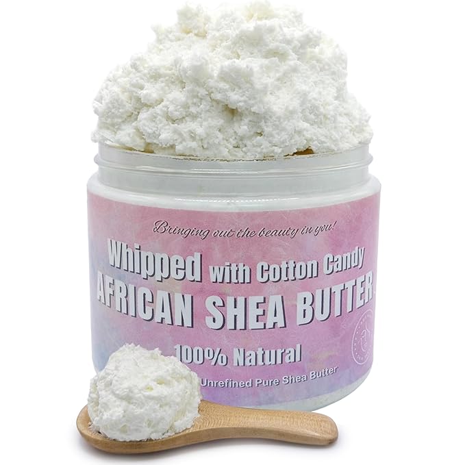 RA COSMETICS Whipped African Shea Butter with Cotton Candy – 100% Whipped Shea Body Butter from Ghana – Moisturizing Natural Skincare for Dry Skin, Hair, Scalp – Nourishes, Softens & Hydrates – 12oz