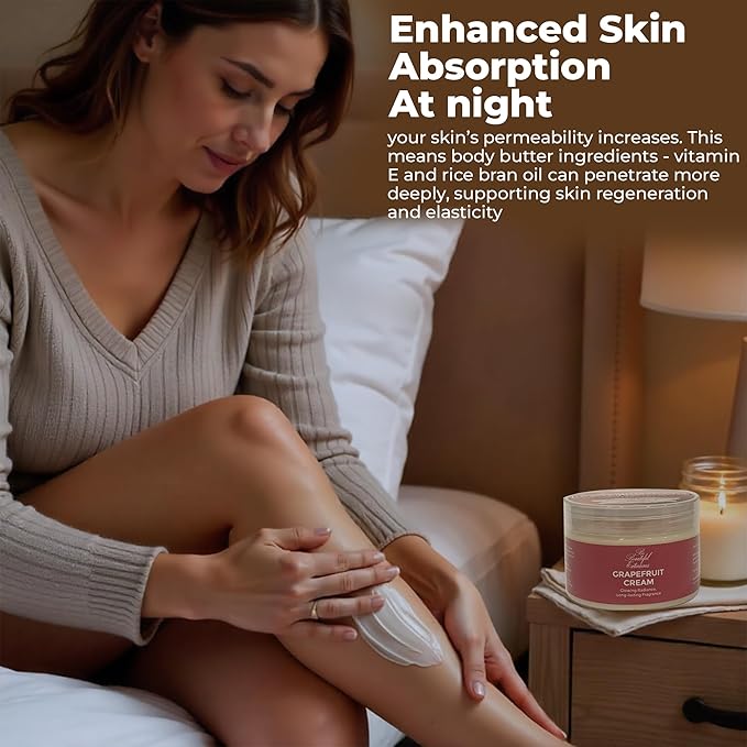 body butter grapefruit scent long -lasting fragrance,hydrate skin jojoba oil and more 8oz