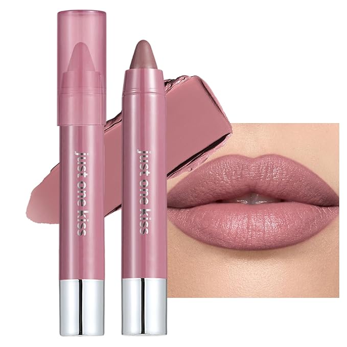 Mauve Taupe Cream Lipstick Lip Crayon, Hydrating Lipstick for Women, Smooth Natural Color Tinted Lip Balm & Lip Crayon Liner in One, Buildable Color with Soft Finish, 07