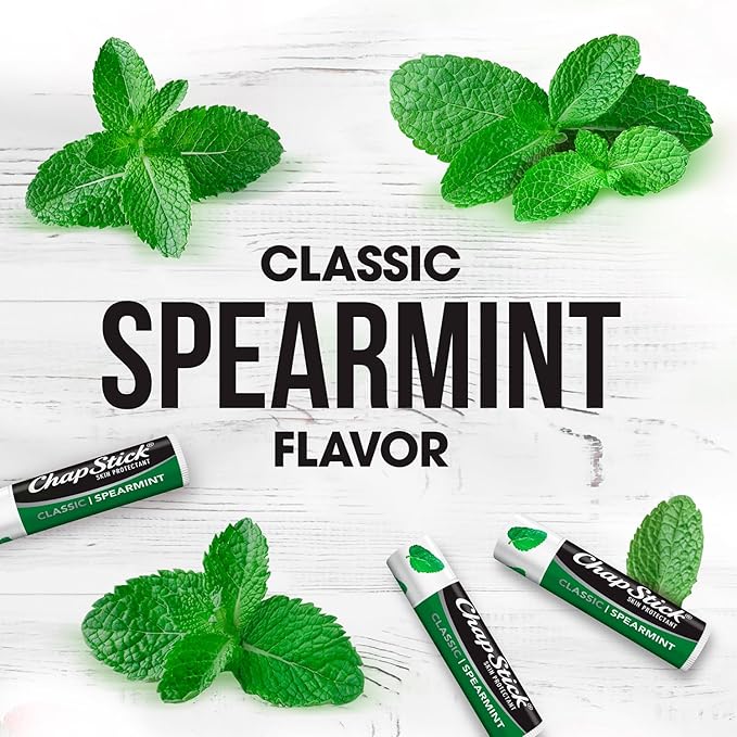 ChapStick Bulk Lip Balm, Classic Spearmint 12-Pack – Cool & Refreshing Lip Moisturizer for Dry Lips, 0.15 Oz Ea