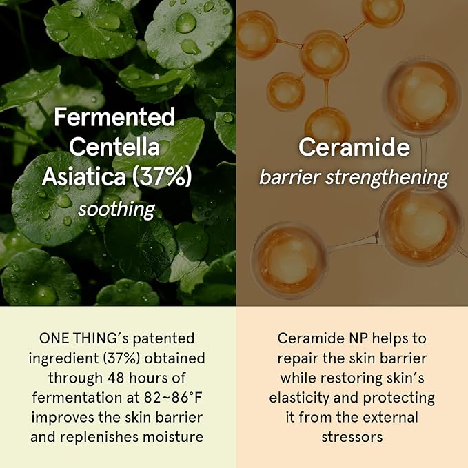 ONE THING Cica Ceramide Cream 2.47 Oz | Centella Asiatica Soothing Calming Hydrating Facial Moisturizer for All, Dry Combination Sensitive Skin, Barrier Repair Strengthening | Vegan Korean Skincare