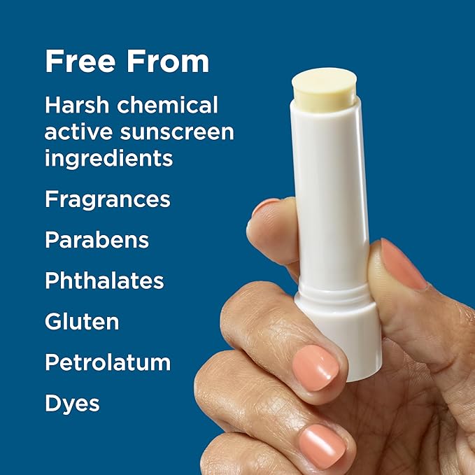 BLUE LIZARD Mineral SPF 15 Lip Balm, 6-Pack: Broad Spectrum Sun Protection, Natural Coconut Flavor, 8 Natural Oils, Infused with Australian Kakadu Plum, Rich in Vitamin C, Vegan, Each Tube 0.13 oz.