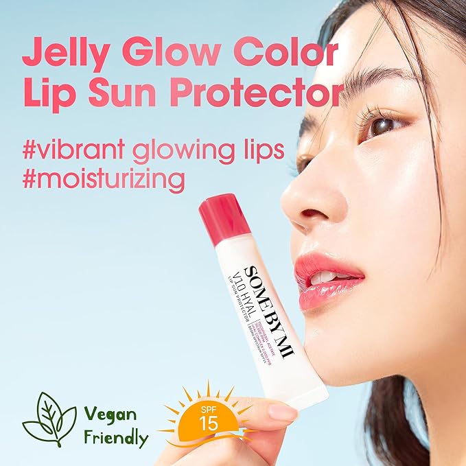 SOME BY MI V10 Hyal Lip Sun Protector Berry – Pack of 2, 0.46oz – Korean Tinted Glow SPF 15 Sunscreen Lip Balm for Dry & Sensitive Lips – Hydrating with Hyaluronic Acid & Vitamin E – Korean Skin Care