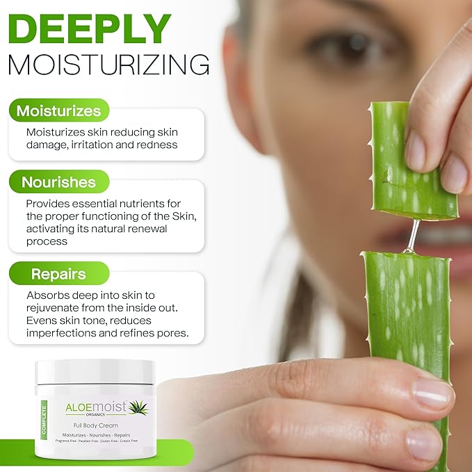 Organic Aloe Vera Face Cream & Body Moisturizing Cream, Natural Aloe Vera Lotion with Vitamin E Oil, Vitamin C, Retinol Cream, Shea Butter, Anti Aging Face Moisturizer for Women Dry Skin (4 oz - 2pk)