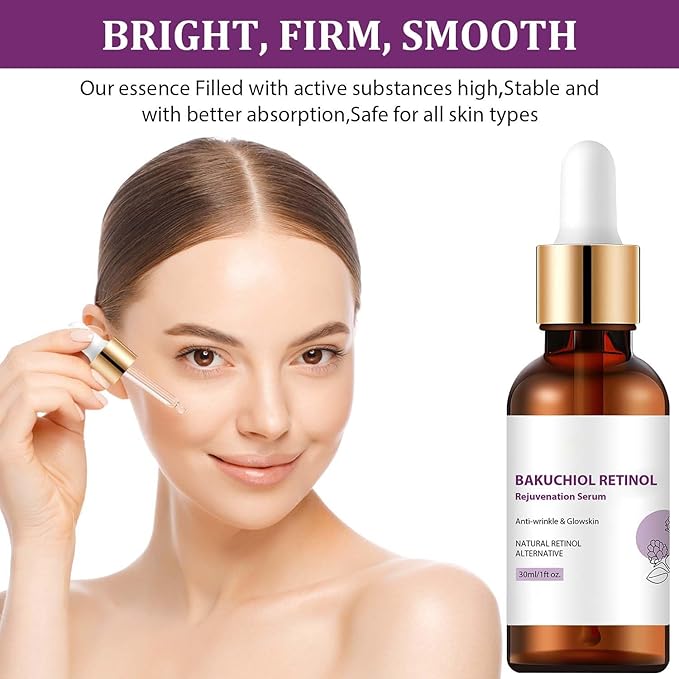 Bakuchiol Retinol Rejuvenation Serum,Venature Bakuchiol Retinol Korean, Retinol Serum for Wrinkles, Best Anti-Aging, Moisturising Skin (2PCS)