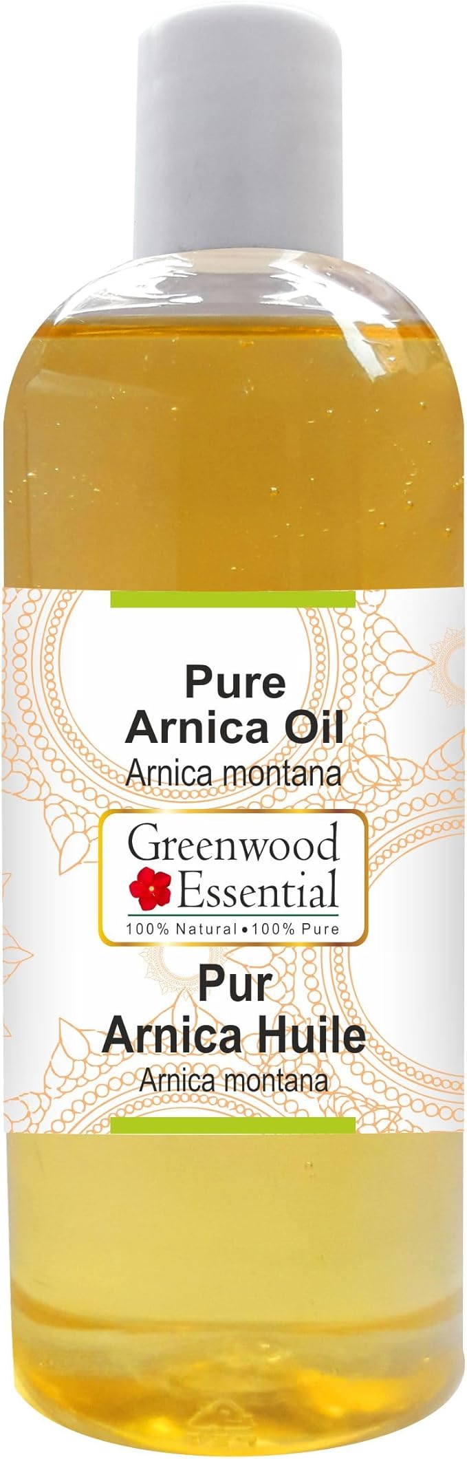 Greenwood Essential Arnica Oil (Arnica montana) | Infused | Pure | Non-Sticky | Lightweight | For Massage Preparations | Natural | Ayurvedic | For Men & Women | All Skin Types | 200ml (6.76 oz)