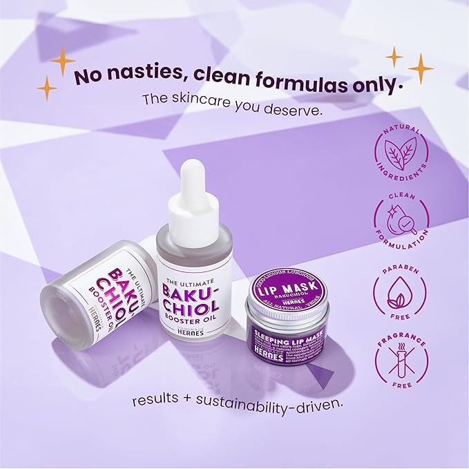 Handmade Heroes 2% Bakuchiol Oil with Sugarcane Squalane, All Natural Retinol Alternative Facial Oil For Radiant and Line Smoothing, Travel size skincare 0.3 fl oz
