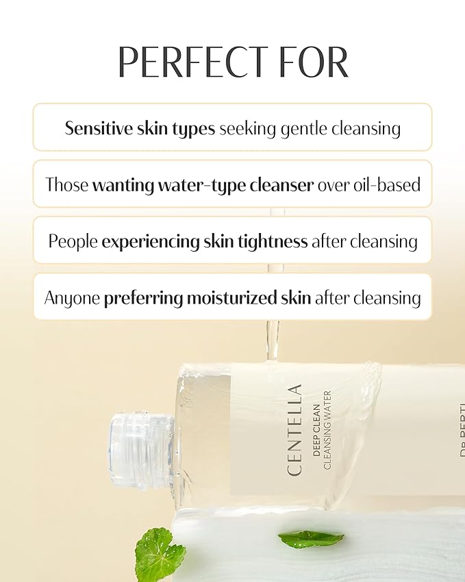 dr.pepti Centella Micellar Cleansing Water – Tear-Free Face & Eye Makeup Remover for Sensitive Dry Skin – Low pH, No-Rinse Formula with 6 Peptides, LHA & Apple Amino Acids, 13.5 fl oz