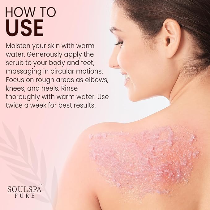 SOULSPA PURE Himalayan Foot & Body Scrub - Luxurious Himalayan Pink Salt Scrub & Mineral Rich Exfoliating Body Scrub for Refreshed and Radiant Skin, 10 oz