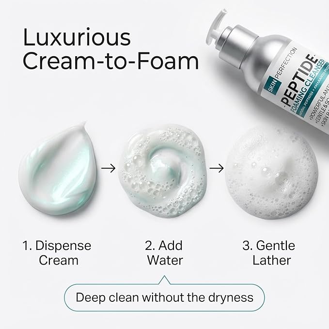 Skin Perfection Foaming Peptide Cleanser Ewg Verified Healthy Boost Amaranth Natural Amino Acids & Botanicals Soothing Facial Cleanser Face Wash Foam 4 Oz