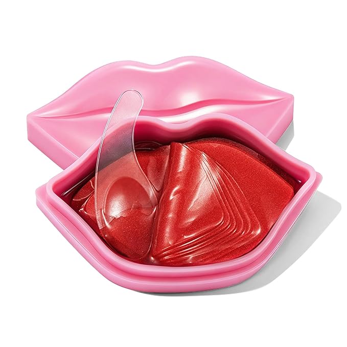20Pcs Lip Mask Sheet,Pink Moisturizing Plumping Patches, Gel Treatment Masks for Dry Lips Plump Collagen Overnight Sleeping Lip Pads（Pink）