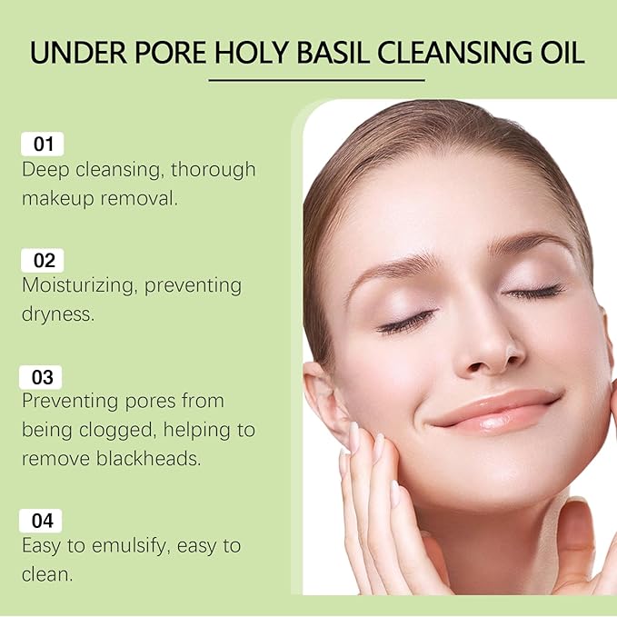 Plant-Based Cleansing Oil with Rosemary & Tea Tree Oil - Makeup Removing Face Wash Oil with Macadamia & Camellia Seed Oils for All Skin Types, 3.38FL.OZ