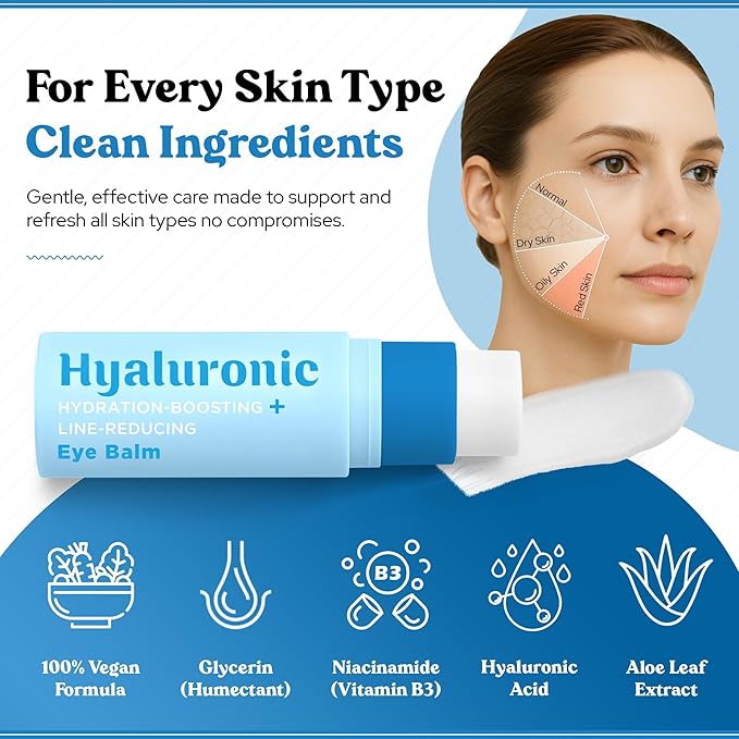 Bella Bliss Hyaluronic Eye Balm – Hydrating Under Eye Cream for Fine Lines, Puffiness & Dryness – Anti-Aging Formula – With Hyaluronic Acid – Made in Korea – 0.35 oz / 10g – Pack of 2