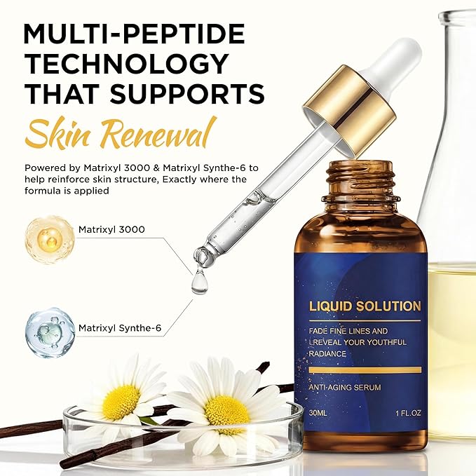 Advanced Peptide Firming Serum: Olivita Liquid Solution Serum with Matrixyl 3000, Matrixyl Synthe-6 & Argireline, Collagen Peptides for Wrinkles, Sagging & Loss of Firmness