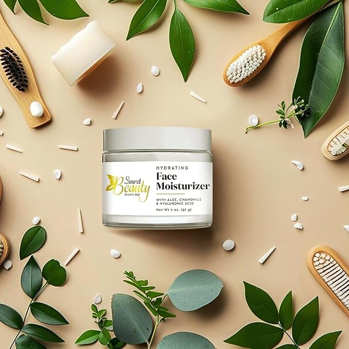 Hydrating Face Moisturizer - Daily Face Cream with Hyaluronic Acid, Vitamin E & C, Chamomile & Aloe for Oily, Acne-Prone, and Sensitive Skin - Vegan, Cruelty-Free, 2 oz
