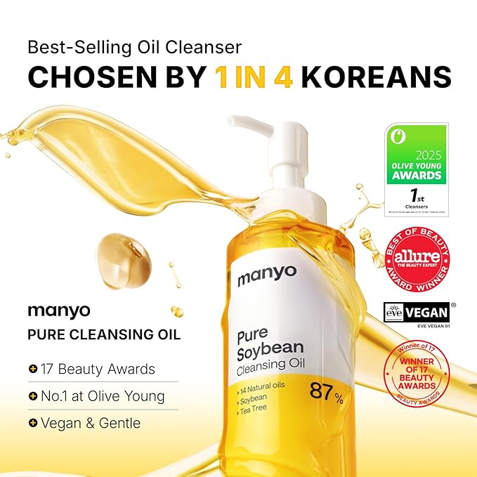 MANYO Pure Cleansing Oil, Natural Oil Cleanser for Face, Makeup Blackhead Remover, Korean Skin Care, 6.76 fl oz (200ml)