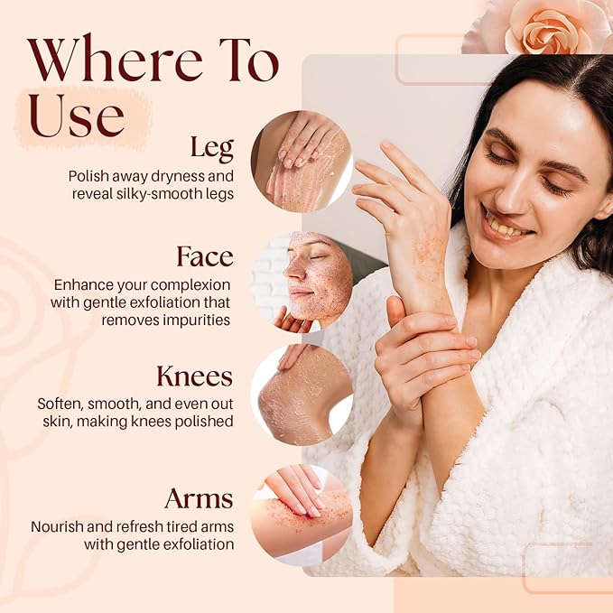 MYSTÉRE BEAUTÉ Himalayan Salt Body Scrub with Collagen & Rose Oil (12 oz) - Exfoliating Scrub for Cellulite, Acne, Scars & Stretch Marks - Deep Cleansing & Moisturizing - Natural Skin Care Gift