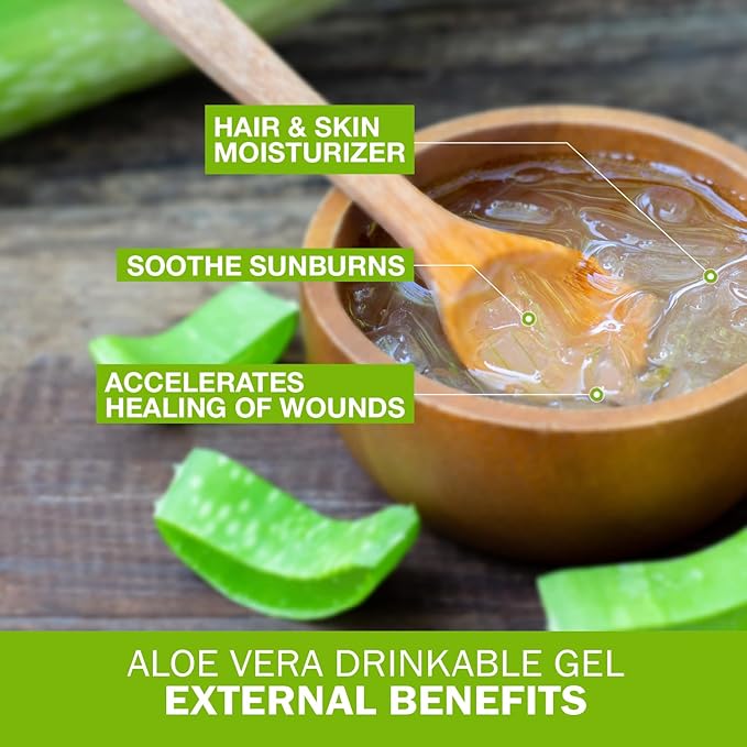 Land Art Pure Aloe Vera Drinkable Gel - Orange Tangerine Flavored - Cold-Processed Inner Filet - from Organic Fresh Leaves from Texas - for Heartburn Relief - Acid Reflux - 64 fl oz
