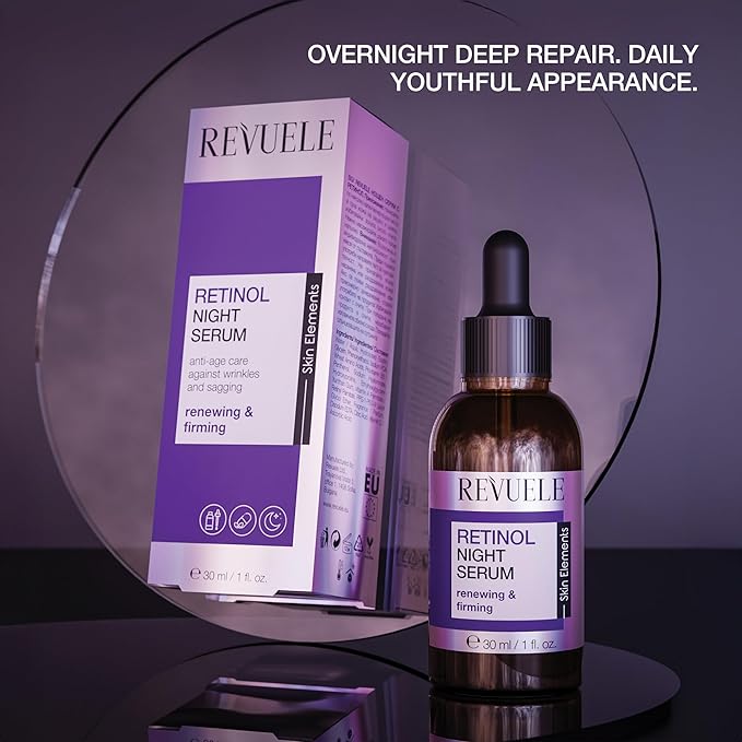 REVUELE Retinol Night Serum, Lightweight Face Serum with Retinol, Hyaluronic Acid & Panthenol 1 fl.oz