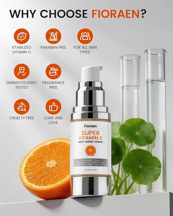 Super C Serum for Mature Skin – All-in-One Vitamin C Serum for Face with Retinol & Hyaluronic Acid for Women Over 60 & 70 – Anti-Aging Hydrating Serum for Dark Spots, Wrinkles & Fine Lines 2.0 fl. oz.