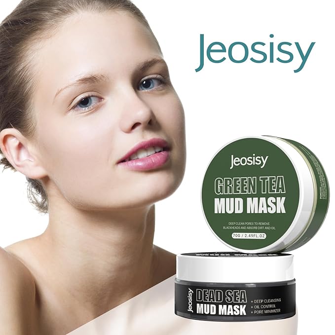 Face Clay Mask-Facial Dead Sea Mud Mask,Green Tea Mud Mask,Purifying Pore,Remove Blackheads,Control Oil,Anti Aging,Travel Size Mother's Day Gift Sets for Women and Men-2.8Oz*2