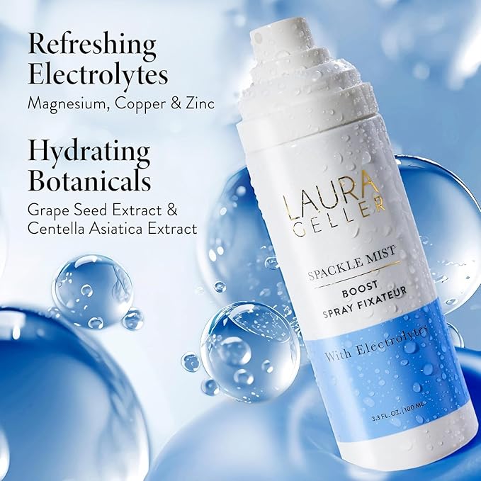 LAURA GELLER NEW YORK Spackle Mist Boost Setting Spray with Electrolytes - Long-Lasting Makeup Spray with Blue Light Protection - Dewy Skin Makeup Setting Spray