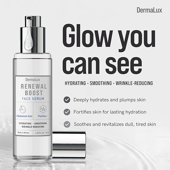 Hyaluronic Acid & Peptides Face Serum - Dermatologist Tested, Anti-Aging, Korean Skin Care, Hydrates Smooths Firms – Clean Vegan Beauty for Dry Sensitive Skin – 1.69 Fl Oz