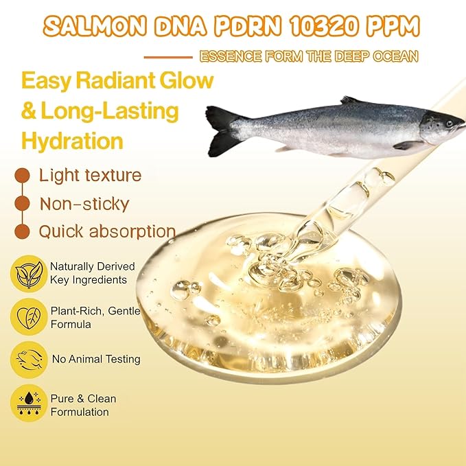 Salmon DNA PDRN Honey Nourishing Serum 30ml, Hydrating Soothing Face Serum with Panthenol, Korean Skin Care for Sensitive Blemish-Prone Skin, Calms The Look of Redness