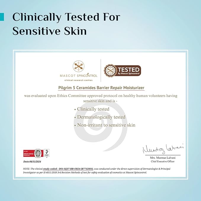 Pilgrim Cica Moisturizer for Face with 5 Ceramides & Hyaluronic Acid | Hydrating, Fragrance-Free Cream for Dry, Sensitive & Combination Skin | Repairs Skin Barrier | 3.53 Oz (100g)