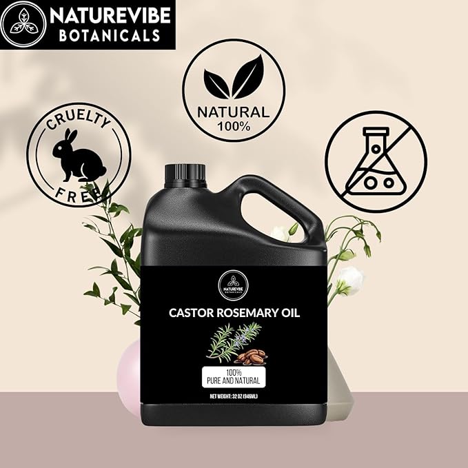 Naturevibe Botanicals Jojoba Oil 32oz and Castor Rosemary Oil 32oz | Oil Combo