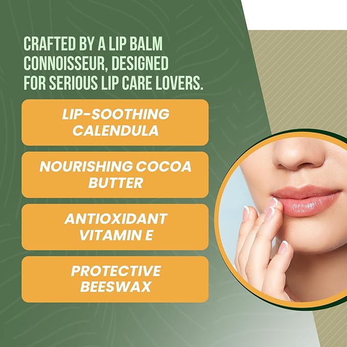 Perfect Supplements - Lip Nutrients Vanilla Lip Balm - With Calendula, Cocoa Butter & Vitamin E - Ultra Moisturizing Lip Care for Soft, Healthy Lips -3 Pack Mandarin Vanilla