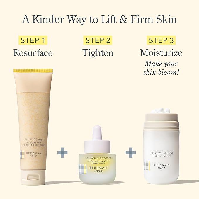 Beekman 1802 Collagen Booster Firming Face Serum – Peptide & Electric Daisy Serum with CoQ10 – Helps Improve Firmness, Elasticity & Fine Lines – Fragrance Free – Sensitive Skin Safe – 0.5 fl oz