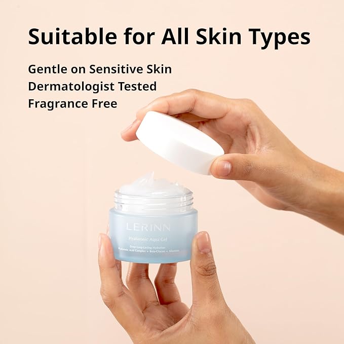 Hyaluronic Aqua Gel, Lightweight Oil-Free Face Moisturizer with Hyaluronic Acid for Deep Hydration, Fast-Absorbing Gel Cream, Fragrance-Free Lotion for Sensitive & All Skin Types (50 ml)