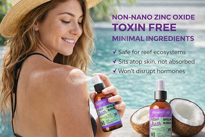 GROUNDED LABS Beef Tallow and Zinc Oxide Chemical-Free Sunscreen with 100% Grass-Fed Beef Tallow, Reef-Safe Non-Nano Zinc Oxide & Coconut Oil Mineral Sunblock SPF 30