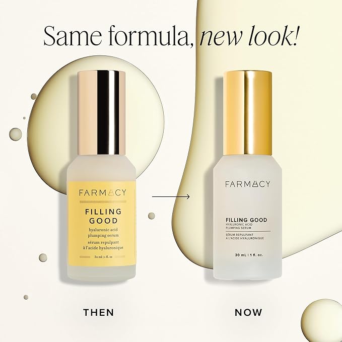 Farmacy Hyaluronic Acid Serum for Face - Filling Good Face Serum with Vegan Collagen Peptides - Helps Smooth Fine Lines + Wrinkles - Hydrating, Plumping + Anti Aging Skin Care (30ml)