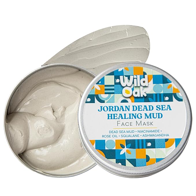 WILD OAK Dead Sea Healing Mud Clay Mask for Face | 2% Niacinamide, Calendula & Zinc Oxide | Paraben & Sulphate Free | Blemishes, Evens Skin Tone, Enhances Radiance | For All Skin Types | 3.52 oz