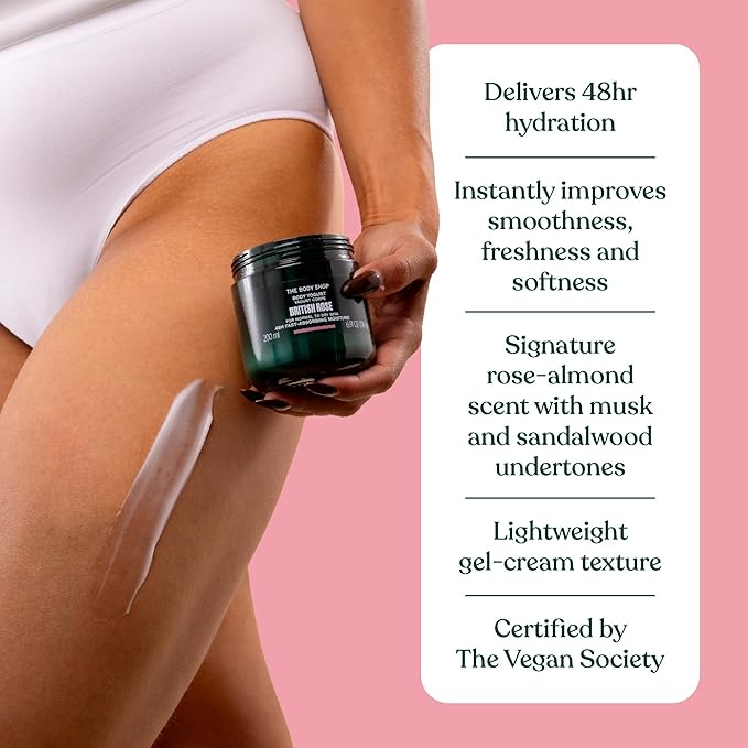 The Body Shop British Rose Body Yogurt, 48hr Moisturizer, 100% Vegan, 6.91 Fl.Oz