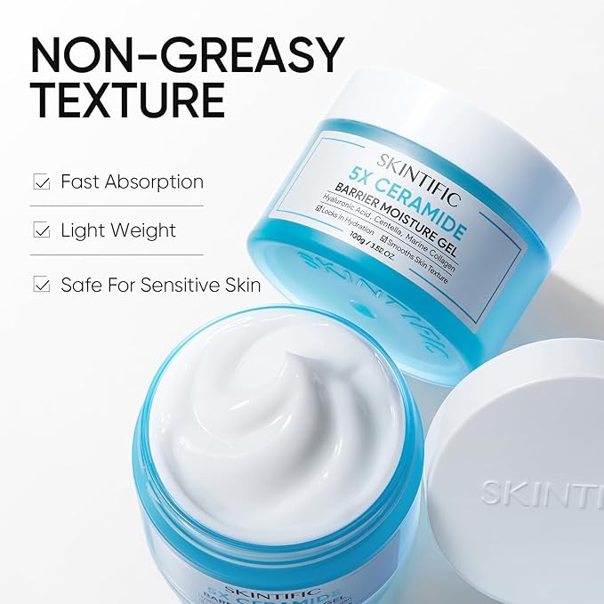 SKINTIFIC Face Moisturizer with 5X Ceramides, Hydrating Moisture Barrier Repair Cream for Sensitive/Oil Skin Types, Hyaluronic Acid & Centella, Daily Facial Moisturizer, Non-Comedogenic 30g/1 fl.oz