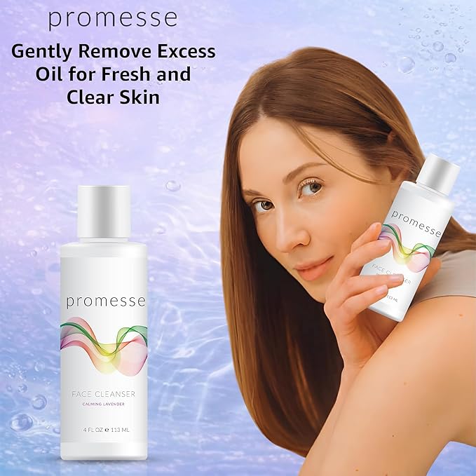 promesse Acne Control Facial Cleanser with Glycolic & Salicylic Acid | Anti-Aging Gentle Exfoliating Face Wash | Lavender Scented Hydrating Cleanser with Natural Ingredients for Skin Wash - 4 fl oz