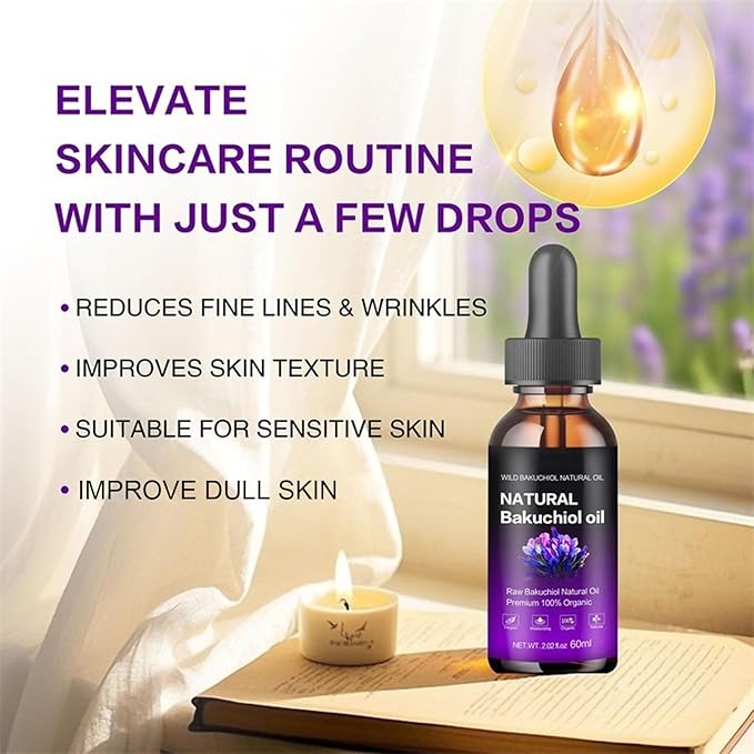 ARCHIDATE Organic Bakuchiol Oil, Natural Bakuchiol Oil for Face, Reduce Fine Lines & Wrinkles, Improve Dullness Roughness, Moisturizing Skin, Lightweight Suitable for all Skin Types