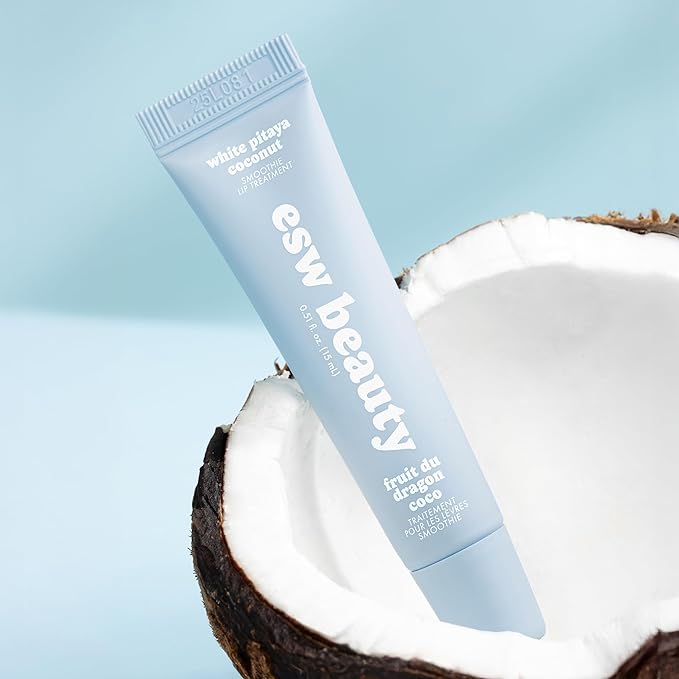 ESW Beauty White Pitaya Coconut Lip Treatment - Clear & Glossy with Shea Butter, Hyaluronic Acid, White Pitaya & Coconut for Intense Moisture & Dryness Prevention