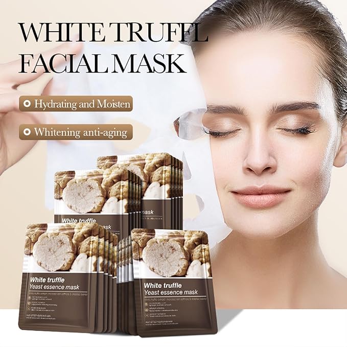 Hydrating Facial Mask Sheet Set of 5, Moisturizing Face Mask for Smooth and Supple Skin, Refreshing Self Care Beauty White Truffle One Size