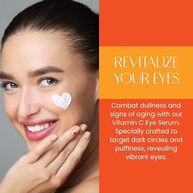 Vitamin C Under Eye Serum - Anti-Aging, Reduces Puffiness, Dark Circles & Wrinkles, Hydrating - Dermatologist Tested, Korean Skin Care - 1 oz / 30 ml
