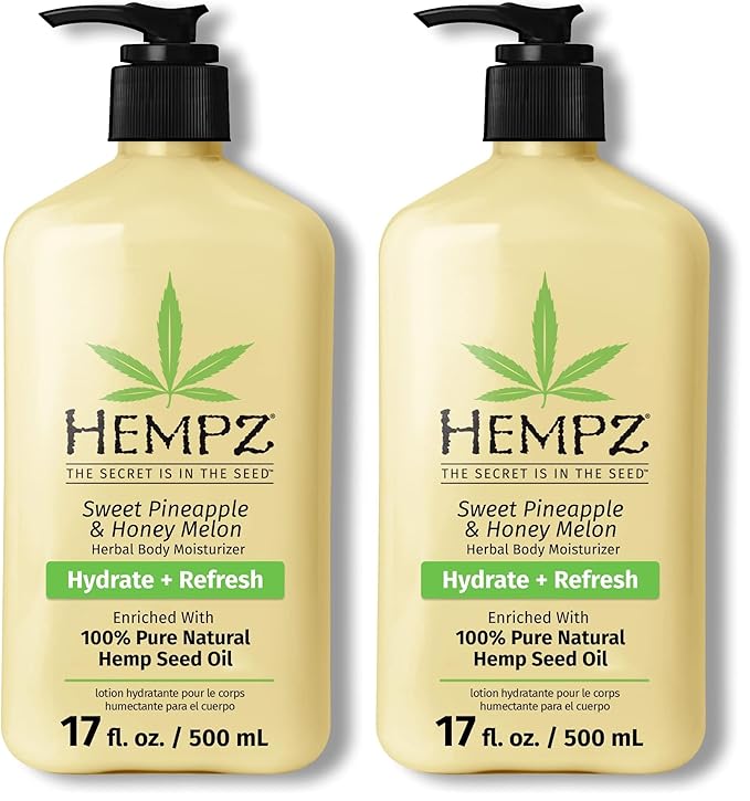 Hempz Body Lotion - Sweet Pineapple and Honey Melon - Daily Moisturizing Cream - 17oz,(Pack of 2)