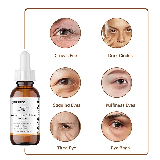 Caffeine Solution 5% + EGCG For Face, 30ML Moisturizing Caffeine Eye Serum For Dark Circles & Puffiness, Under Eye Solution For Fine Lines.