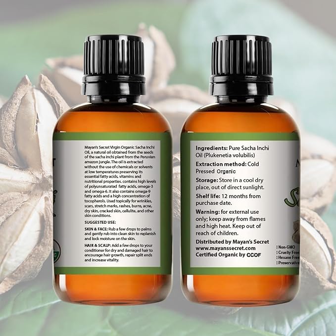 Pure Carrier and Essential Oils for Skin Care, Hair, Body Moisturizer for Face-Anti Aging Skin Care (Sacha Inchi Oil Organic, 4oz)
